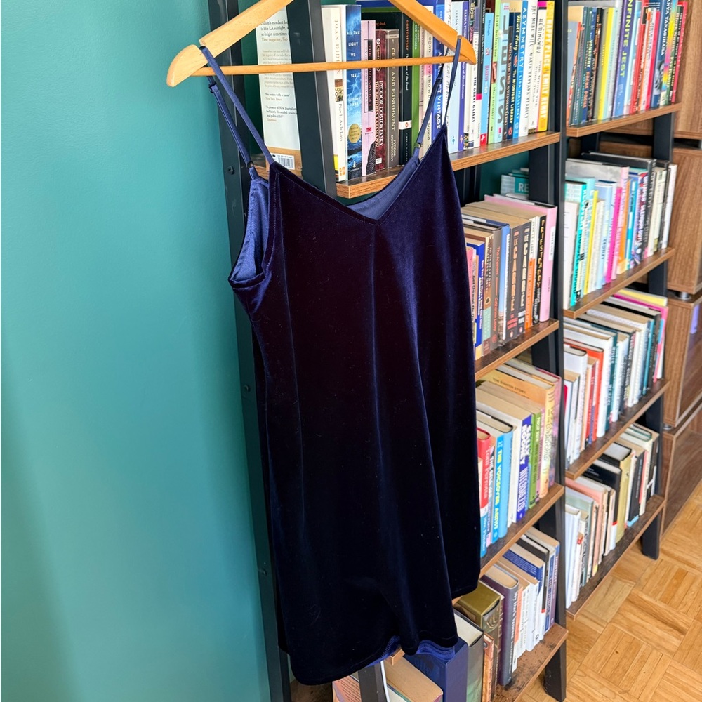 90s Vintage Velvet Slip Dress in Deep Navy